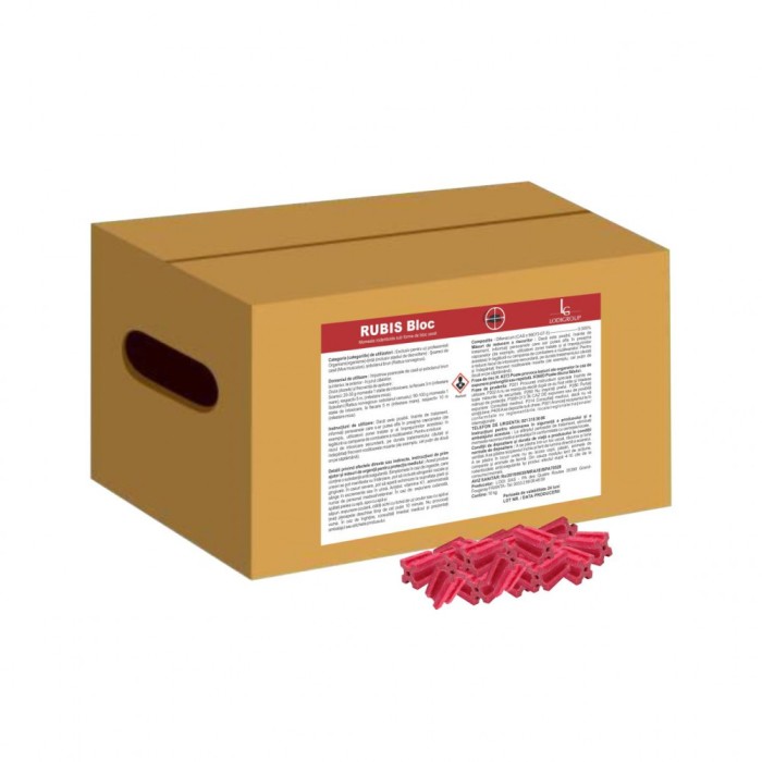 RUBIS PARAFINA 10KG (CEARA 10g) Momeala Cerata Profesionala cu Difenacoum 0,005% pentru Combaterea Rozatoarelor