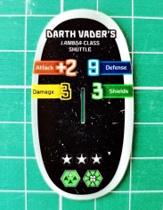 Postament nave spațiale Star Wars Darth Vader`s Lambda Class Shuttle surprize 2007 snaks-uri cartonașe 5.5 cm / 3 cm