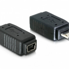 Adaptor micro USB-B la mini USB 5 pini T-M, Delock 65063