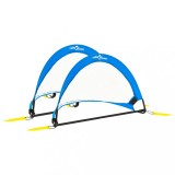 vidaXL Set 2 Mini Porți Fotbal Copii, Pliabile, 75.5x46x48cm, Cu Geantă, Albastru/Negru