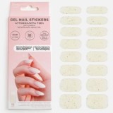 Stickere pentru unghii cu gel, efect sclipici, alb, 16 bucăți, CMCLASS