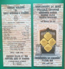 PLIANT(FOLDER) MONUMENTE DE ARTA FEUDALA CRESTINA, PENTRU MONEDE DIN AUR