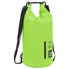 Rucsac impermeabil cu fermoar, verde, 30 L, PVC