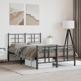 VidaXL Cadru pat metalic cu tăblie de cap/picioare, negru, 120x190 cm