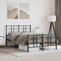 vidaXL Cadru pat metalic cu tăblie de cap/picioare, negru, 120x190 cm 355576