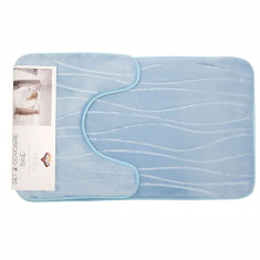 Set 2 covoare baie Waves, Casa Plastor, 75x45 cm, bleu