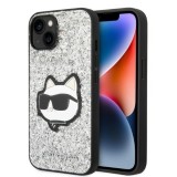 Husa Karl Lagerfeld iPhone 14 Hardcase Glitter, Choupette Patch, argintiu, KLHCP14SG2CPS
