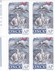 ROMANIA 2001 LP 1552 O.S.C.E. BLOC DE 4 TIMBRE MNH