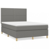 Cumpara ieftin Pat box spring cu saltea, gri inchis, 140x200 cm, textil