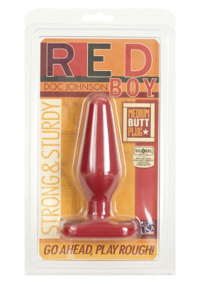 Plug Anal Red Boy, Silicon Rosu, Doc Johnson, 14 cm x 3,6 cm foto