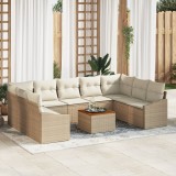 vidaXL Set canapea de grădină 10 pcs Bej, alb 55 x 55 x 37 cm