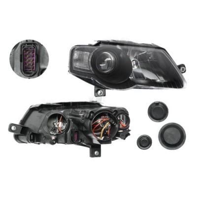 Far VW Passat Sedan+Combi (B6) 01.2005-07.2010 DEPO partea Dreapta, culoare rama negru, tip bec H7+H7 foto