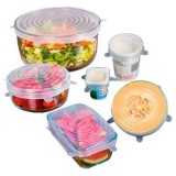 Set 6 Capace Albastre si flexibile din silicon pentru vase/recipiente, castron, bol, pahar, borcan, inlocuitor