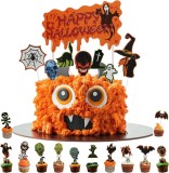 Set ghirlanda si 20 decoratiuni pentru prajituri Hakotom, carton, multicolor