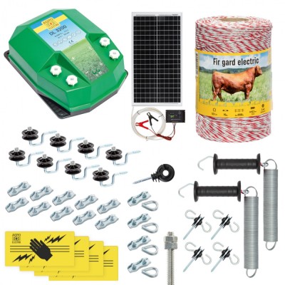Pachet gard electric complet 500&amp;nbsp;m, 3,2&amp;nbsp;Joule, cu sistem solar, pentru animale domestice foto