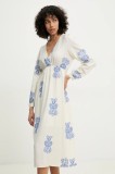 Answear Lab rochie culoarea alb, midi, evazată