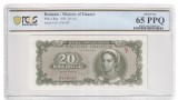 20 lei 1950 PCGS65 UNC bancnota gradata