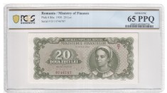 20 lei 1950 PCGS65 UNC bancnota gradata