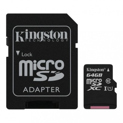 Card MicroSD 64GB, CANVAS Select Plus 10 A1 cu Adaptor - Kingston SafetyGuard Surveillance foto