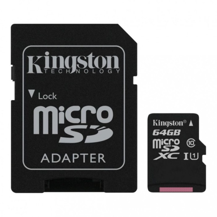 Card MicroSD 64GB, CANVAS Select Plus 10 A1 cu Adaptor - Kingston SafetyGuard Surveillance