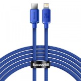 Cablu Date si Incarcare USB-C - Lightning Baseus Crystal Shine Series, 20W, 2m, Albastru CAJY000303, Apple