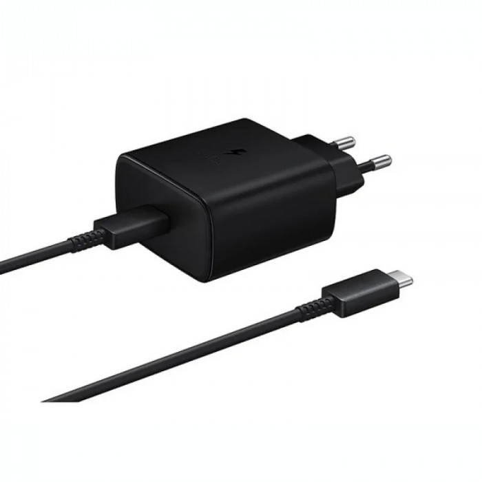 Incarcator Retea Samsung USB-C cu cablu USB C QC 3.0 45W Negru