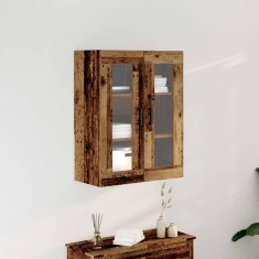 vidaXL Dulap de perete cu uși din sticlă, lemn vechi, 69,5x34x90 cm