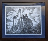 Vasile Diviza - Castelul Bran (gravura)