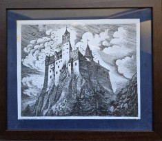 Vasile Diviza - Castelul Bran (gravura) foto