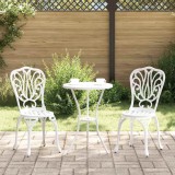 Set scaune de grădină, 3 buc., alb, aluminiu turnat