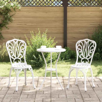 Set Bistro de Grădină 3 pcs Alb Aluminiu foto