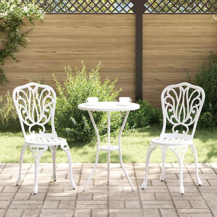 Set Bistro de Grădină 3 pcs Alb Aluminiu