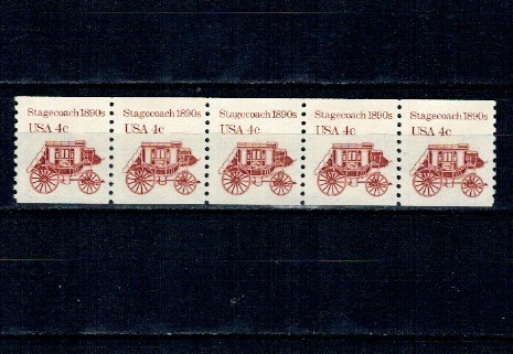 SUA 1982 - Uzual 4c, poștalion, ștraif de 5 neuzat, din roll