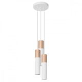 Lampă Suspendată Pablo Lemn Alb/Natural Oțel/Lemn 3 Bec Tub Modern De Interior