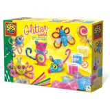Set copii de creat animale din plastilina cu accesorii incluse si sclipici, SES Creative