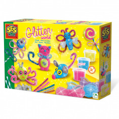 Set copii de creat animale din plastilina cu accesorii incluse si sclipici