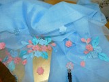 Esarfa noua, matase naturala cu lina extra fina, broderie superba, ceas dama nou cadou