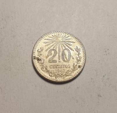Mexic 20 Centavos 1942 UNC foto