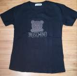 Tricou dama negru Moschino cu cristale masura XL calitate AAA premium code QR