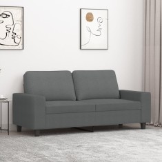 vidaXL Canapea cu 2 locuri, gri &icirc;nchis, 140 cm, material textil