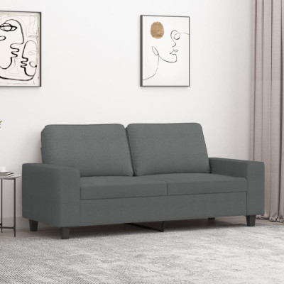 vidaXL Canapea cu 2 locuri, gri &amp;icirc;nchis, 140 cm, material textil 359392 foto