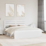 vidaXL Cadru de pat cu headboard Alb 200 x 200 cm Lemn de pin masiv 3411375