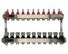 Distribuitor Inox 1&quot; Roval Tur-Retur cu 5, 6, 7, 8, 9, 10, 11 si 12 Circuite Pentru Incalzire in Pardoseala