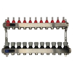 Distribuitor Inox 1&quot; Roval Tur-Retur cu 5, 6, 7, 8, 9, 10, 11 si 12 Circuite Pentru Incalzire in Pardoseala