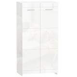 HOMCOM Dulap pentru pantofi cu finisaj lucios, depozitare cu rafturi reglabile pentru hol, intrare, spațiu pentru 10 perechi, Alb | Aosom Romania