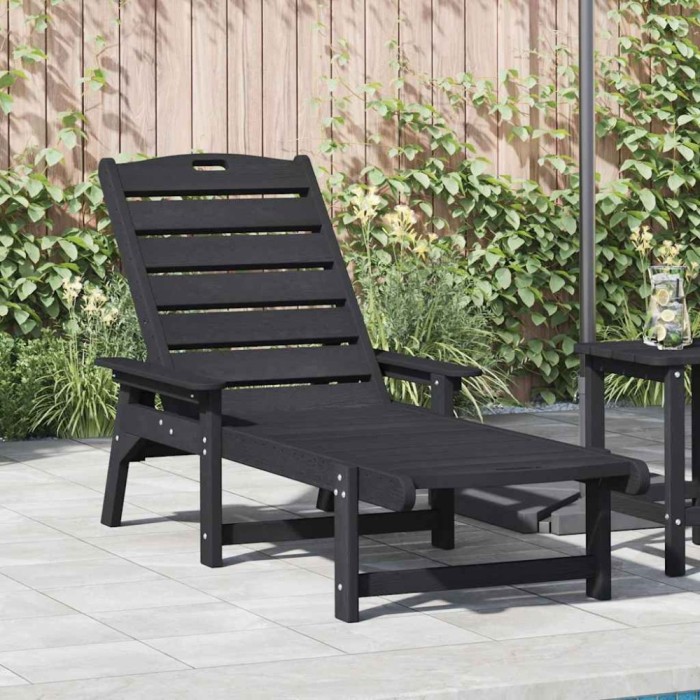 vidaXL Șezlong Negru 73.5 x 92 x 90cm HDPE 42006639