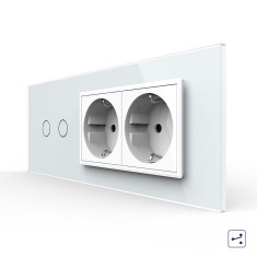 Intrerupator Dublu Cap Scara / Cruce + 2 Prize LIVOLO cu Rama Din Sticla, Standard Italian, 6M SmartElectro IntelligentHouse
