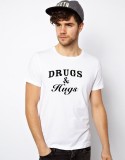Tricou alb barbati Drugs &amp; Hugs - M