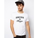 Tricou alb barbati Drugs &amp; Hugs - M