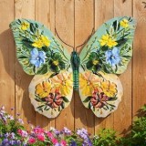 Fluture Decorativ Metalic Suspendabil Multicolor cu Modele Flori, CMCLASS